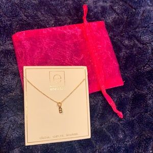 ‘B’ initial 16” gold necklace